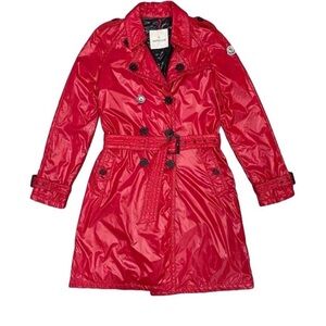 Moncler Shiny Red Belted Coat